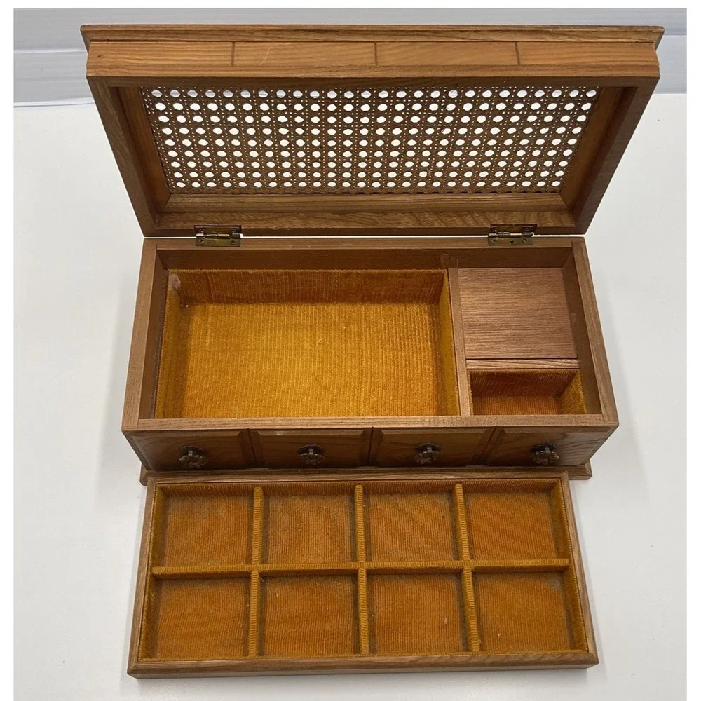 Vintage Wooden Music and‎ Jewelry Box with Brass Handles
